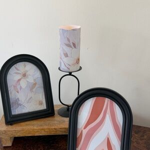 Elegant Black Frame and Candle Holder Set